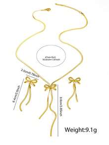 1 Set New Fashion Butterfly Necklace, Minimalist Stainless Steel Earrings, Versatile Women Accessories - Multicolor - View 2