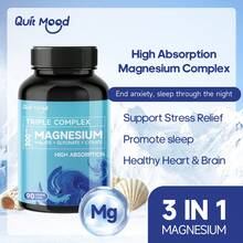 Quit Mood - Triple Magnesium Complex | 300mg Of Magnesium Glycinate, Malate, Citrate For Muscles, Nerves, Energy | High Absorption 90 Capsules Supplement Fitness | 1 Bottle - 90 viên nang - Xem 3