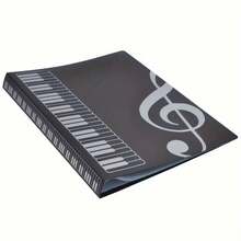 40个口袋，双面设计，可容纳80页乐谱，A4尺寸，吉他乐谱文件夹，数据乐谱文件袋，5孔乐谱文件夹，钢琴乐谱文件夹，插入式文件夹，音符图案设计，便携防水防尘，适用于音乐家练习、演出、音乐会、办公、学校、学习等场合，可用作文具、派对礼物、返校礼物、情人节礼物、音乐礼物、办公用品、文具礼物、生日礼物、吉他礼物，方便整理和保护您的乐谱和文件。 - 黑色 - 查看 10