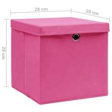 Cajas de almacenamiento vidaXL con tapa, 4 unidades, 28x28x28 cm, rosa - Rosa - Ver 2