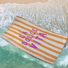 New Hot Selling Hot Selling Item "La Dolce Vita" Orange Pink Striped Beach Towel Italian Lifestyle Slogan Light Retro Vacation Style Seaside Absorbent Towel - 彩色 - 查看 4