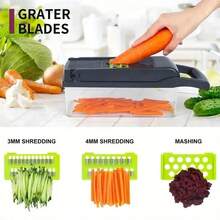 16 In 1 Vegetable Chopper, Professional Onion Chopper, Multifunctional Food Chopper, Kitchen Vegetable Slicer Dicer, Vegetable Chopper With 8 Blades, Carrot Chopper With Container, Christmas Gift, Halloween Gift, Thanksgiving Gift Kitchen Items Kitchen Deccor Kitchen Gadgets  Cooking Utensils  Kitchen Cleaning  Kitchen Essentials - màu xanh lá - Xem 5