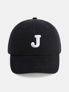 1顶幼儿字母图案棒球帽（A-Z），可调节魔术贴，防晒帽，适合1-5岁儿童，时尚黑色休闲日常帽 - 黑色 - 查看 25