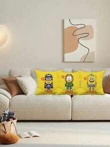 SpongeBob SquarePants Yellow Cartoon Throw Pillows, Sofa/Living Room/Bedside Back Cushions, Office Pillow Covers - Multicolor - View 1