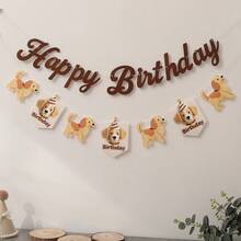 博美犬、柯基犬、比格犬、贵宾犬、金毛寻回犬、拉布拉多犬、斗牛犬幼犬宠物旗，生日快乐派对装饰横幅，带毛绒字母吊坠 - 彩色 - 查看 16