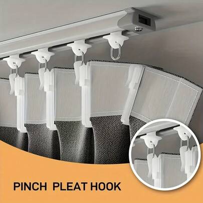 20/50pcs Plastic Curtain Hooks, Adjustable Pleated Hooks, Korean Style Lifting Pleated Hooks, Suitable For Curtains, Door Curtains And Shower Curtains (85mm/3.35 Inches)