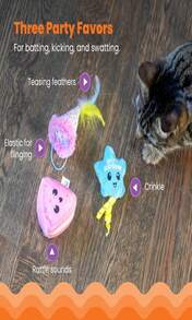 Catstages So Meowsome 90s Cat Toys, 3-Pack Catnip Plush Toys With Crinkle, Feathers &Amp; Dental Mesh, Multicolored - ColorD - 查看 3