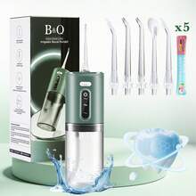 lrrigador Bucal Portátil Inalámbrico De Viaje Mejorado Con Depósito De Agua De 300ML, 3 Modos,5 Boquillas Reemplazables, Recargable, incluye 5 Enjuagues Bucale - Verde - Ver 1