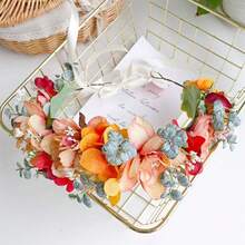 YAZILIND Vibrant Artificial Flower Crown Headband – Handmade Multicolor Floral Wreath With Adjustable Ribbon – Boho Festival, Wedding, Or Party Hair Accessory,11-Colour - 11-colour - View 3