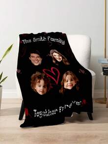 1件定制照片毯，适用于床、客厅、沙发、户外、沙滩、露营、宠物等多种场合，可个性化定制家庭/宠物/情侣文字印花床上用品毯，是圣诞节、家人、生日、朋友、女性、儿童的理想个性化礼物。 - 款式1 - 查看 3