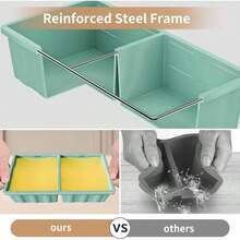 Silicone Freezer Tray For Soup Ice Cubes: 2 - Cup Freezing Tray With Lid For Meal Prep - 2Pack Silicon Soup Portion Freeze Trays Make Stock Souped Ice Cube - 綠色(2包裝) - 查看 6