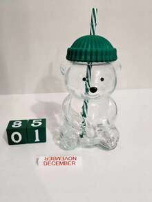 20盎司无标签玻璃熊马克杯，蜂蜜熊吸管杯带盖，可爱马克杯，熊鸭嘴杯，适用于咖啡、啤酒、葡萄酒、鸡尾酒饮料 - 彩色 - 查看 5