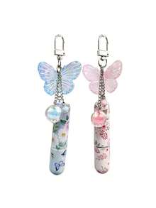 1/2/4个水晶蝴蝶吊坠香水分装瓶，带钥匙扣，花朵蝴蝶印花图案化妆瓶，女士包包挂件，底部灌装香水分装工具，生日礼物，节日礼物，适合旅行携带，5毫升 - 彩色 - 查看 17