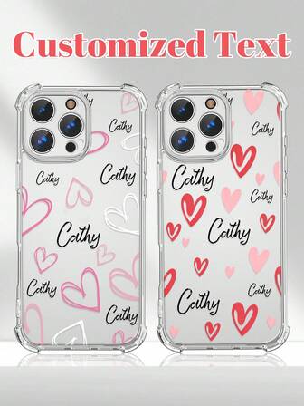 1 st. anpassat telefonskal, kompatibelt med 15/14 Plus/13 Pro/12 Pro Max/11, kan anpassas med bokstäver, namn, slogans etc., transparent fallskyddande, slitstarkt, anti-fingeravtrycksskyddande mjukt TPU-skal med hela kanten, perfekt val för personlig present, partner, familj, vän, bästa vän, födelsedagspresent, årsdagspresent