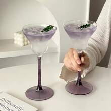 1pc/2pcs Set Purple Stem Glassware, Luxury Purple Stem Wine Glass, Creative Cocktail Glass, Irish Champagne Glass, Bar & Kitchen Tool