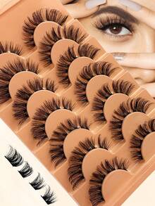 HINARIN 56 piezas Extensión de pestañas en racimo natural tipo D de 6-14 mm de longitud mixta, pestañas individuales de 7 pares para maquillaje DIY con efecto 3D esponjoso perfecto - D - Ver 1