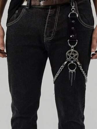 1ชิ้น ยูนิเซกส์ พังก์โซ่หนังสายรัดขาตกแต่ง, หนังส่วนบุคคลต้นขา Garter, ร็อคพังก์ขากางเกงห่อโซ่จี้หนัง