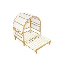 Extendable Arched Roof Bed, Sliding Bed, Children's Bed, Daybed, Small Side Shelf, Pine+MDF, White+Natural, 140x200cm - White - View 11