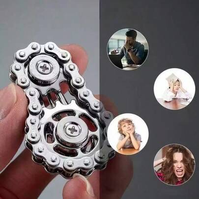 Stress Relief Finger Chain Gear , Colorful Chain Finger Tip Gyro, Anxiety Relief Gadget Gear Mechanism