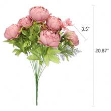 Duovlo Artificial Peony Silk Flowers Fake Flowers Vintage Wedding Home Decoration,Pack Of 1 (Rosy Brown),20.87*3.5,RosyBrown - 羅西布朗 - 查看 3