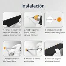 XGKSet de 6 Unidades Estantes Flotantes Soportan asta 8 kg Repisas Flotantes estantes flotantes de Pared Estante de Almacenamiento Flotante Simple y Moderno 30 * 15 * 1.5 Negro  Café - 301515 - Ver 6