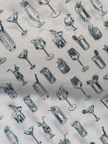 A Wine Glass Cocktail Main Picture Nail Sticker, Embossed Texture, Black And White Hand Drawn Style, With High Footed Cup, Cocktail Glass, Cocktail Shaker, Cold Drink Cup And Other Wine Utensil Patterns, Suitable For Personal DIY And Creating A Casual And Simple Style Nail Art Nails - Black - View 7