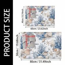 1件海洋风格海星图案超细纤维浴室地垫，防滑超柔软浴室垫，门垫，浴室吸水垫，可机洗，低绒毛，TPR背衬，针织面料，适用于浴室、卧室、厨房、入口、室内外使用，浴室配件和装饰，完美的乔迁新居礼物。 - 彩色 - 查看 3