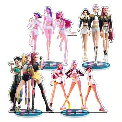 1个K-Pop恶魔猎人亚克力立牌，采用高透明水晶材质，底座稳固，耐刮擦耐磨。多功能桌面摆件，收藏佳品，亦可作为礼物。