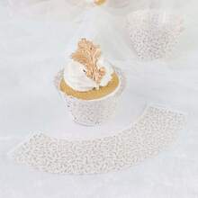 50 Pack 4" Mini Metallic Gold Butterfly Truffle Cup Dessert Liners Square Cupcake Tray Wrappers 225GSM Party Baking Supplies - trắng - Xem 1