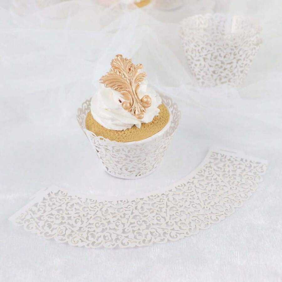 50 Pack 4" Mini Metallic Gold Butterfly Truffle Cup Dessert Liners Square Cupcake Tray Wrappers 225GSM Party Baking Supplies - trắng - Xem 1