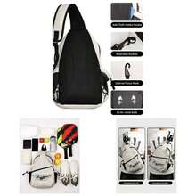 Pickleball Bag, Adjustable Large Capacity Pickleball Crossbody Backpack For Women Men, Sling Padel Bag Hold 2 To 4 Paddles With Multiple Compartments, Wet Safety Pocket Fence Hook - Pickleball Bag - Grey - View 1