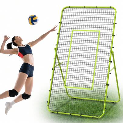 Adjustable Volleyball Rebounder Net 7x4 FT, Volleyball Training Equipment For Baseball, Soccer, Tennis, Metal Frame & High-Tension PE Netting, Volleyball Rebounder Hitting Serving Passing Spike Practice