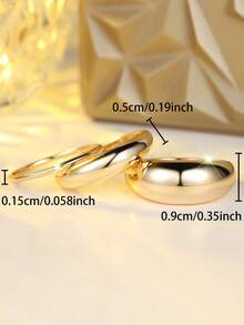 Tsnamer Nhẫn vàng 18K, nhẫn xếp chồng cho nữ, nhẫn hình vòm, nhẫn mạ vàng, nhẫn tối giản, nhẫn vàng bản to, nhẫn xếp chồng, quà tặng cho mẹ, quà tặng cho người yêu. - nhẫn - Xem 9