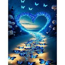 CSZPPQAF 5D Diamond Painting Kits For Adults, Butterfly Beach Heart Diamond Art Kits For Adults Beginner, DIY Full Drill Gem Art Paint By Diamonds Dots Crafts Kits For Home Decor 12x16 Inch - KM253-1 - 查看 1