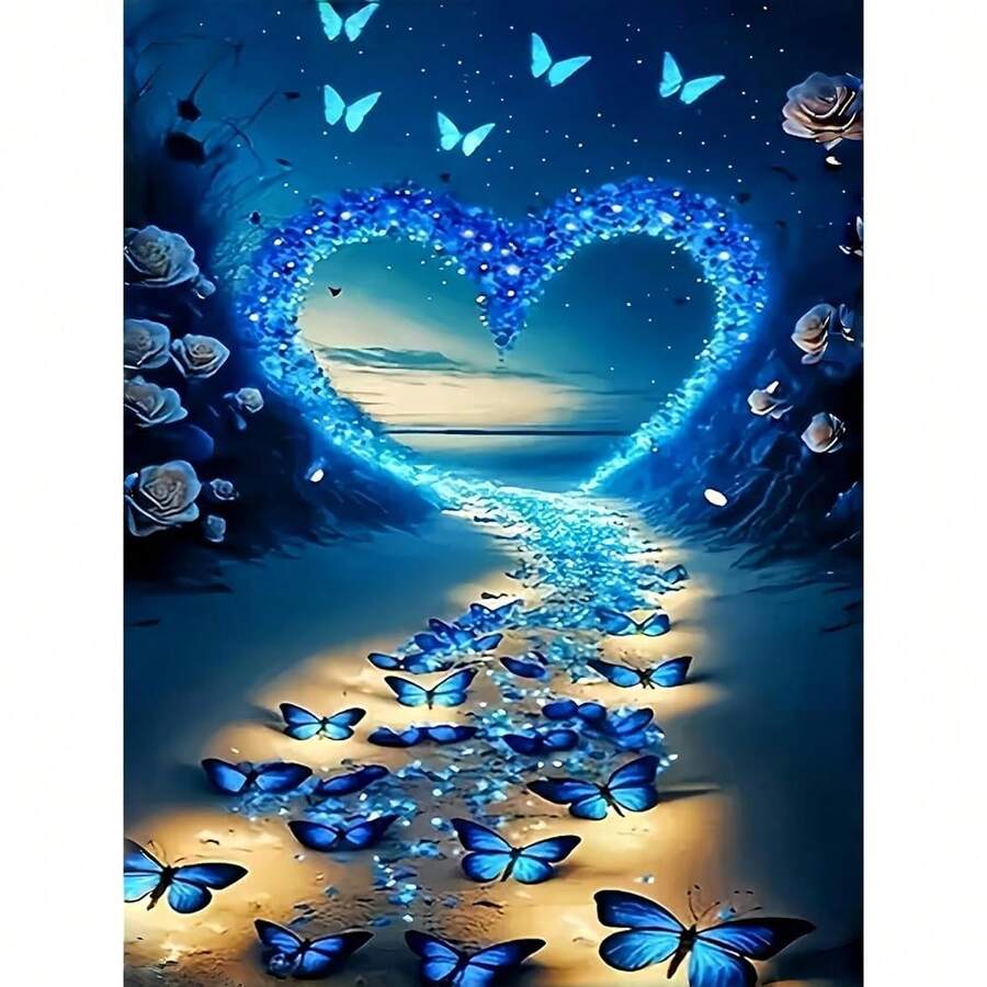 CSZPPQAF 5D Diamond Painting Kits For Adults, Butterfly Beach Heart Diamond Art Kits For Adults Beginner, DIY Full Drill Gem Art Paint By Diamonds Dots Crafts Kits For Home Decor 12x16 Inch - KM253-1 - 查看 1