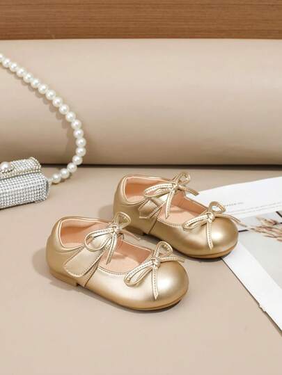 1 Pair Versatile Casual Bow Decor Princess Flat Shoes For Infants, All Season