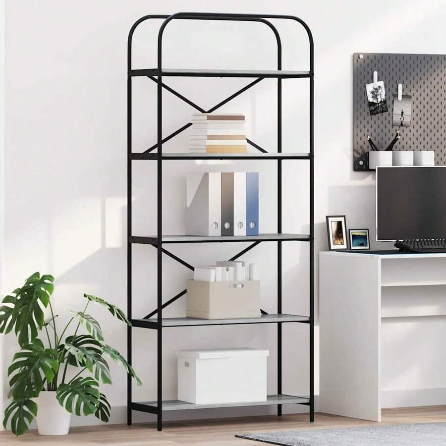Larryhot Libreria Grigio sonoma 80 x 30 x 183 cm Legno multistrato, Facile da assemblare, dall'estetica elegante e raffinata, pratica per riporre gli oggetti, la scelta ideale per l'organizzazione e la decorazione domestica - Grigio - Visualizzare 1