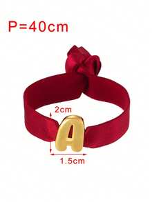 1条优雅节日粉色母亲节铜色字母爱心星星绒面弹力手链，女士完美之选，适合庆祝节日、日常约会和派对。魅力女性饰品：粉色饰品、金色饰品、新年礼物、母亲节礼物、送给爱人和朋友的礼物（手工打结，尺寸可能略有不同，也可自行打结，细丝带） - 粉色 - 查看 5