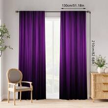 2pcs Deep Purple Vertical Curtains - Modern Window Drapes With Elegant Rod Pocket (No Rod Needed),  Semi-Sheer Privacy Panels For Living Room, Bedroom,  Office - Machine Washable Polyester Curtains In Luxury Color For Home & Commercial Decor, Living Room Curtains,  Cozy Atmosphere Creation, Stylish Room Accent, Contemporary Design, Highquality Print, Interior Designers, 2D Flat - in ấn - Xem 5