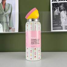 32OZ Insulated Stainless Steel Water Bottle Double-Layer Kettle With Straw Vacuum Flasks For Sports Travel - Vương miện hoa - 32oz - Xem 3