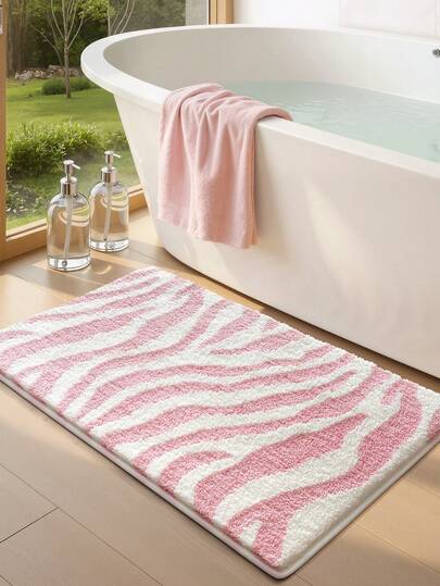 DAJIANG 1pc Soft Geometric Pattern Bathroom Mat, Suitable For Bathroom, Kitchen, Outdoor, Indoor, Hallway, Bedroom, Living Room, Bedside, Machine Washable, Anti-Slip, Essential For Bedroom & Bathroom, Decoration For Winter, Valentine's Day, Ramadan
