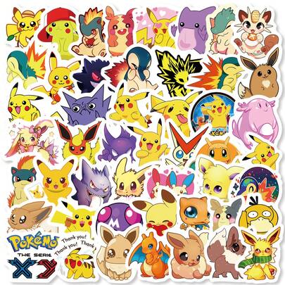 50pcs Waterproof Pokemon Stickers - Premium Vinyl Stickers, Suitable For Decorating Teenage Rooms, Gaming Gear, DIY Crafts
