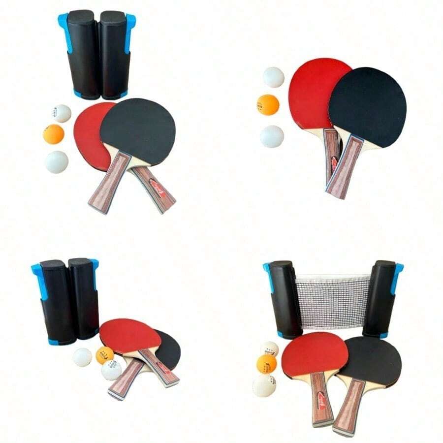 Set para Tenis De Mesa C 3 Bolas o Pelotas de Ping Pong 2 Raquetas 1 Red de Ping Pong Ajustable - Azul - Ver 1