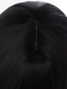 Straight Cosplay Wig With Bangs Black Long Anime Cosplay Synthetic Hair Suitable For Women's Daily Wear And Party , Made With Heat-Resistant Synthetic Fibers. - Black - View 8