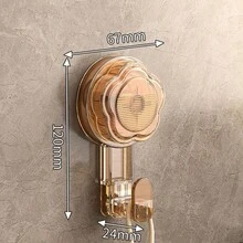 1pc Coffee Brown, White Or Light Grey Clover Shaped Suction Cup Hook, Waterproof, Rotatable, No Drilling Required, Sturdy And Durable, Suitable For Home Decor, Kitchen Or Bathroom, Can Be Used As A Multipurpose Vacuum Hook - Multicolor - View 9