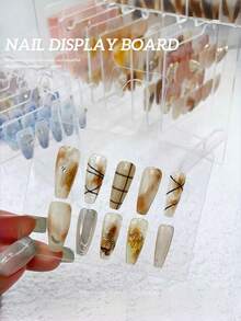 1个亚克力指甲油展示架，透明指甲样品架，指甲锉工具收纳架，1个展示架+10个吊牌+双面胶带 - 彩色 - 查看 5