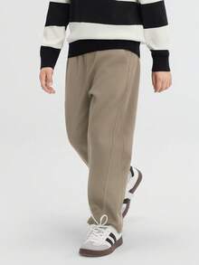 Balabala 2025 Tween Boy Sweatpants, Loose Jogger Pants - Soft Cotton Casual Trousers - Khaki - View 3