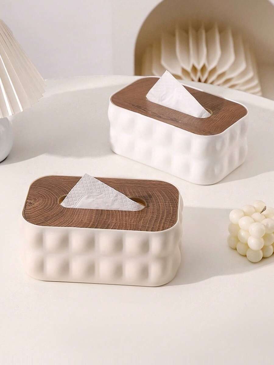 1 Kotak Penyimpanan Tisu Elegan, Penutup Kotak Tisu Persegi Dekoratif, Kotak Penyimpanan Tisu Gaya Minimalis Nordik, Desain Melengkung, Dengan Tutup Kayu, Kotak Tisu Kapasitas Besar, Cocok Untuk Kamar Tidur, Ruang Tamu, Dapur, Kamar Mandi, Dekorasi Rumah Dan Penyimpanan Praktis