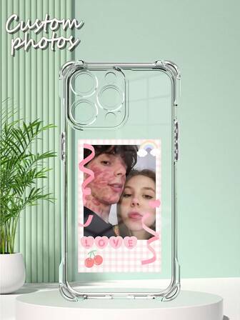 1pc Customized Phone Case, Suitable For IPhone 16/15/14 Plus/13 Pro/12 Pro Max/11, Transparent Anti-Fall, Wear-Resistant, Anti-Fingerprint TPU Soft Full-Edge Cover, Customizable With Photos, Single/Group Portraits, Names, Letters, Dates, Ideal Gift For Personal, Partner, Family, Friends, Anniversaries