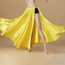 Fashionable Long Dance Dress, Made Of Polyester Fiber, Women's Satin Double Slit Ballet Skirt, Suitable For Belly Dance, Dance, Flamenco Dance And Rock Dance (3 Styles Available) - Multicolor - View 38